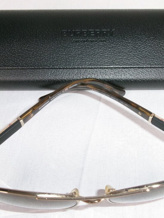 Burberry Gold Aviator Sunglasses Plaid Check Arms w/ Case main image 6